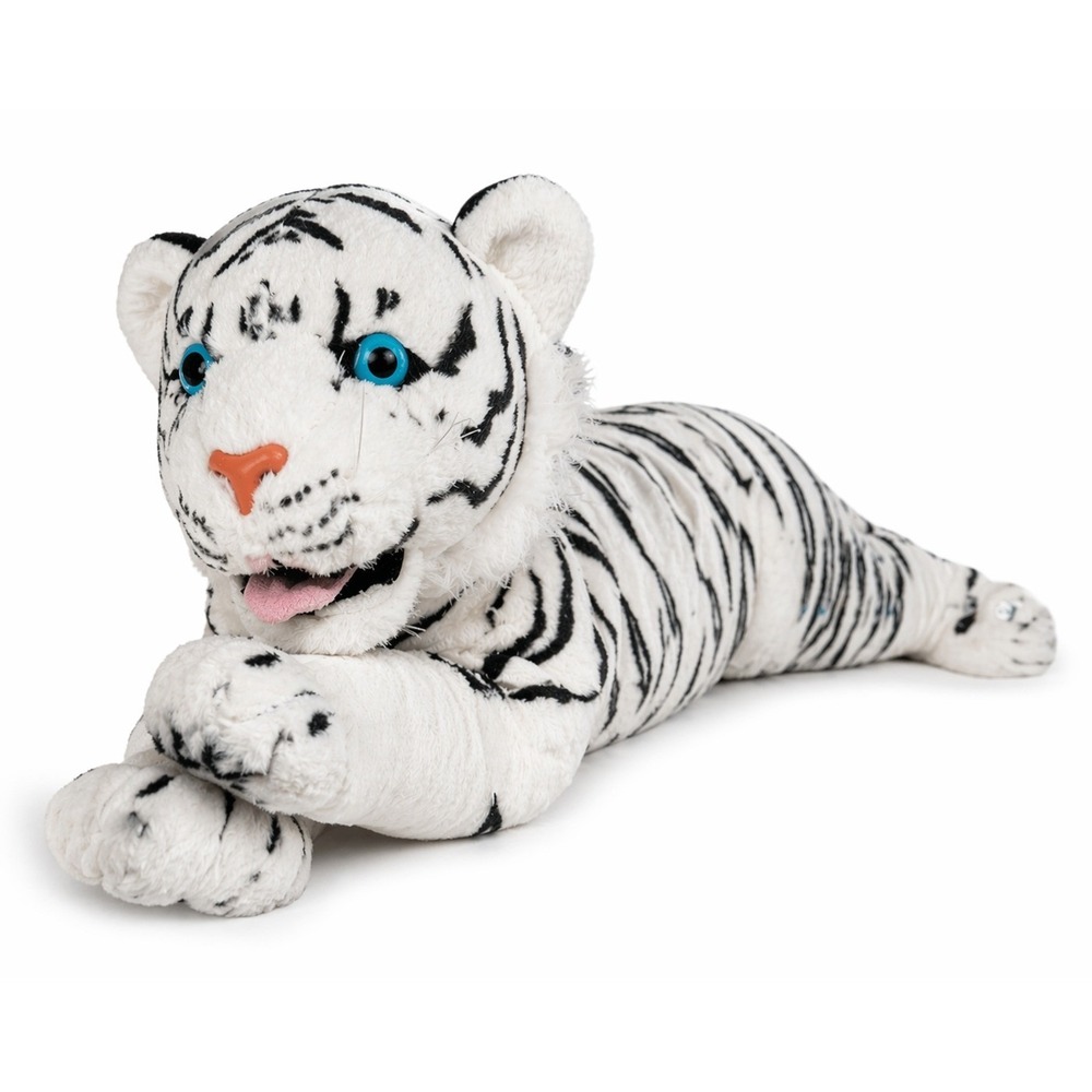 Fiesta Realistic‎ White Tiger Plush 18" Bengal Stuffed Animal Blue Eyes Laying